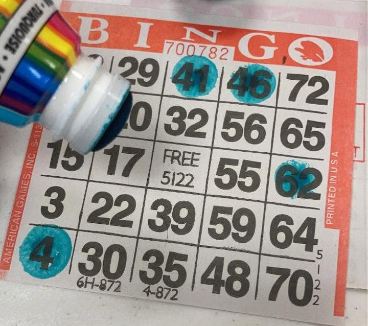 Bingo card and dobber